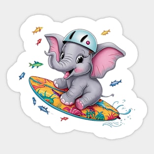 Baby Elephant Surfer Sticker